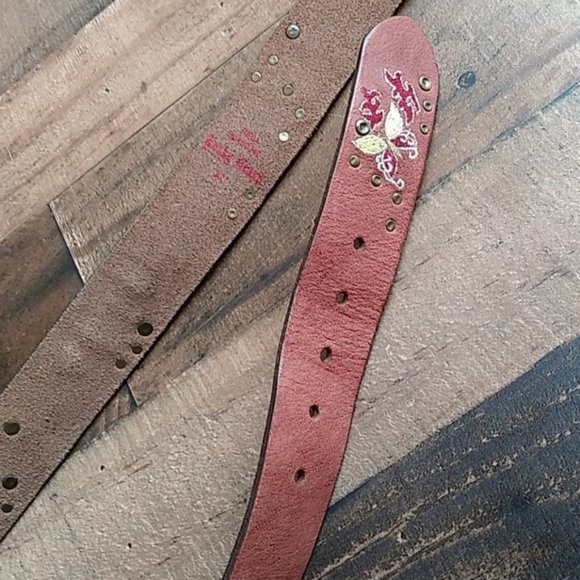 Lucky Brand leather belt floral embroidery 32
